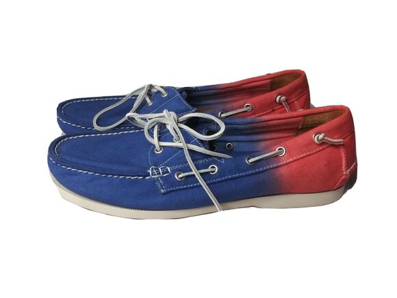 Polo Ralph Lauren USA Merton Boat Shoes Hombre Blue Red Tie dye Canvas Mens 11.5 main image 12